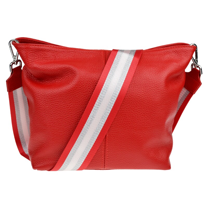Červená kožená italská crossbody kabelka Prisca Rossa Chiaro s