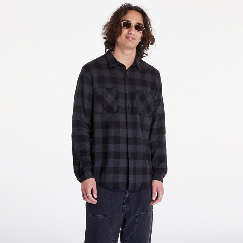 Košile Urban Classics Checked Flanell Shirt Grey / Black XXL