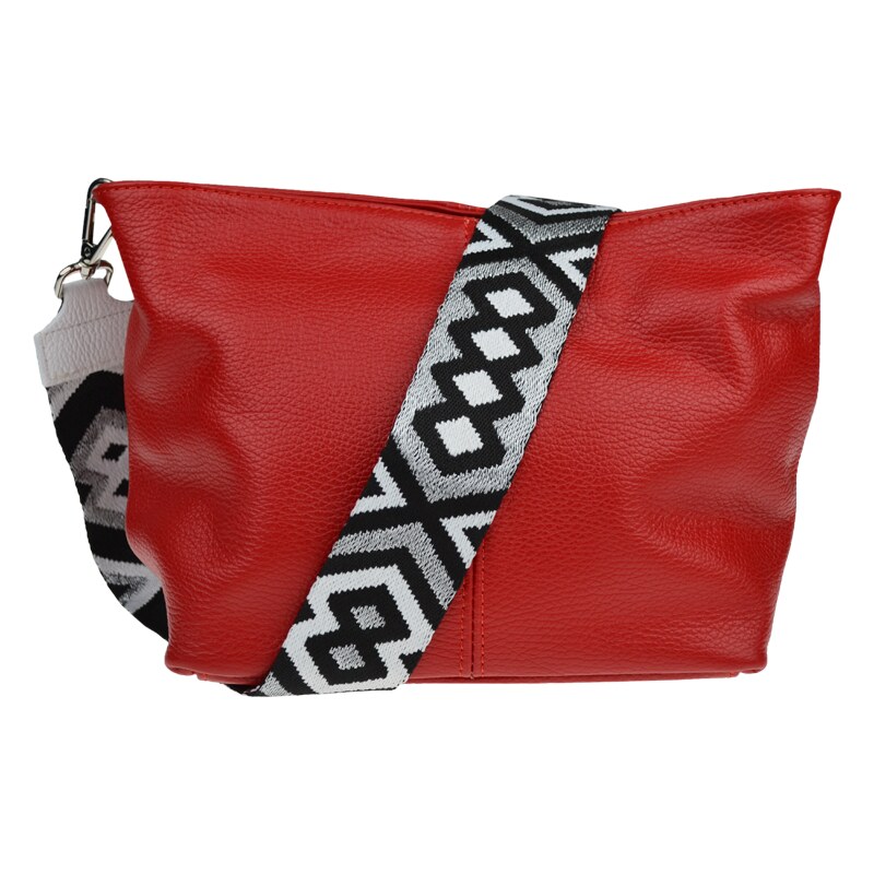 Červená kožená italská crossbody kabelka Batilda Rosso s