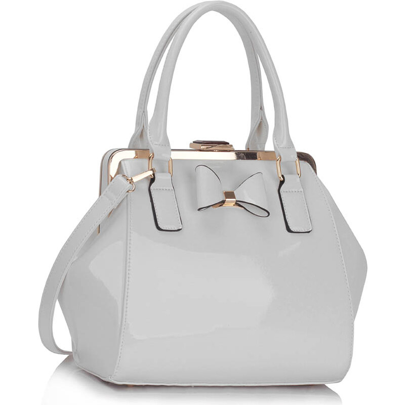 LS fashion LS dámská kabelka lakovaná s mašlí LS00258A bílá