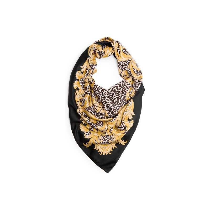 Mango Leopard print satin-finish scarf
