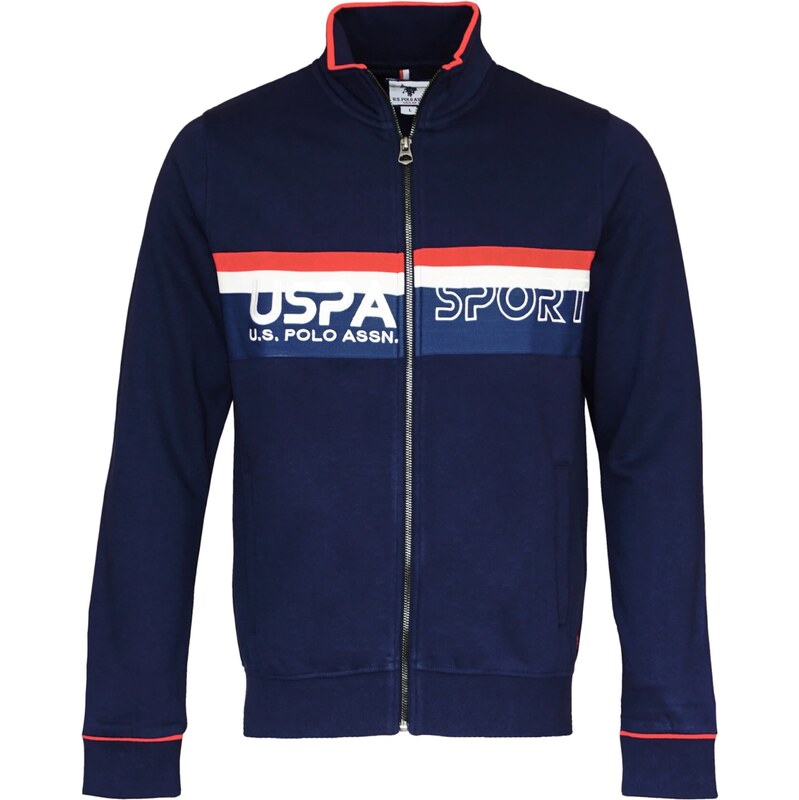 U.S. POLO ASSN. Mikina tmavě modrá / krvavě červená / bílá