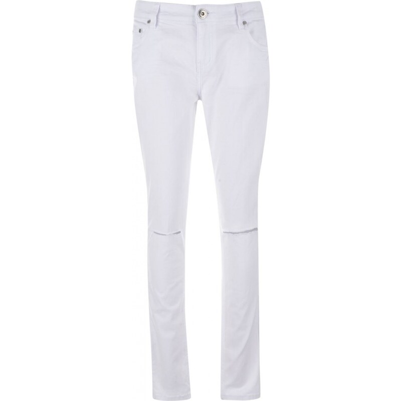 Rock and Rags Rip Knee Skinny Womens Jeans, white