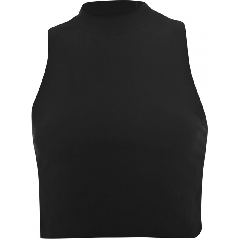 Essentials Funnel Neck Crop Top, black