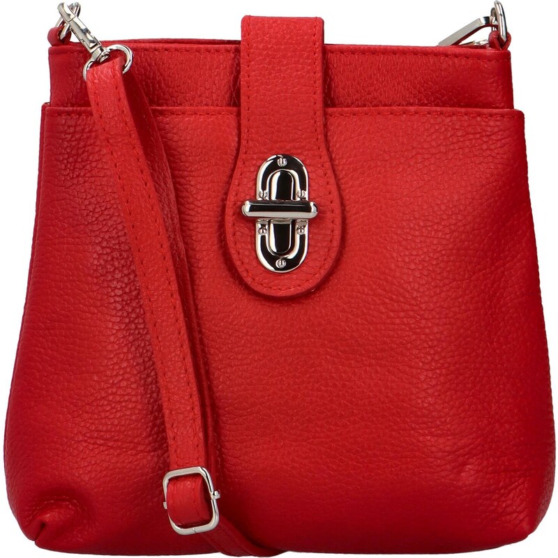Dámská kožená crossbody kabelka červená - Delami Vera Pelle