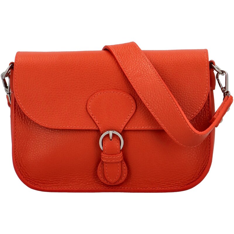 Delami Vera Pelle Dámská kožená crossbody kabelka tmavě oranžová