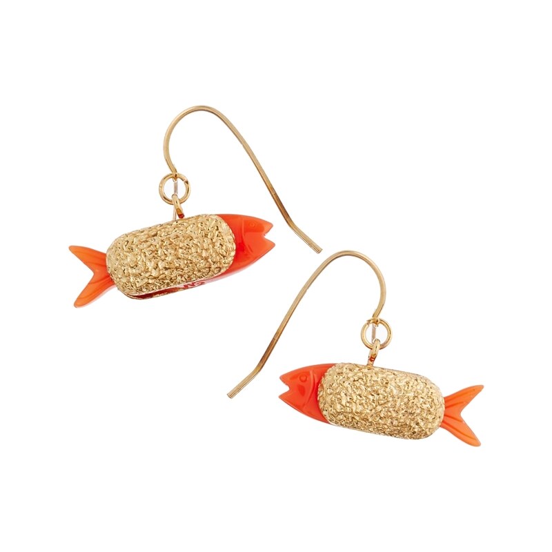 N2 By Les Nereides Gold Fish Earrings