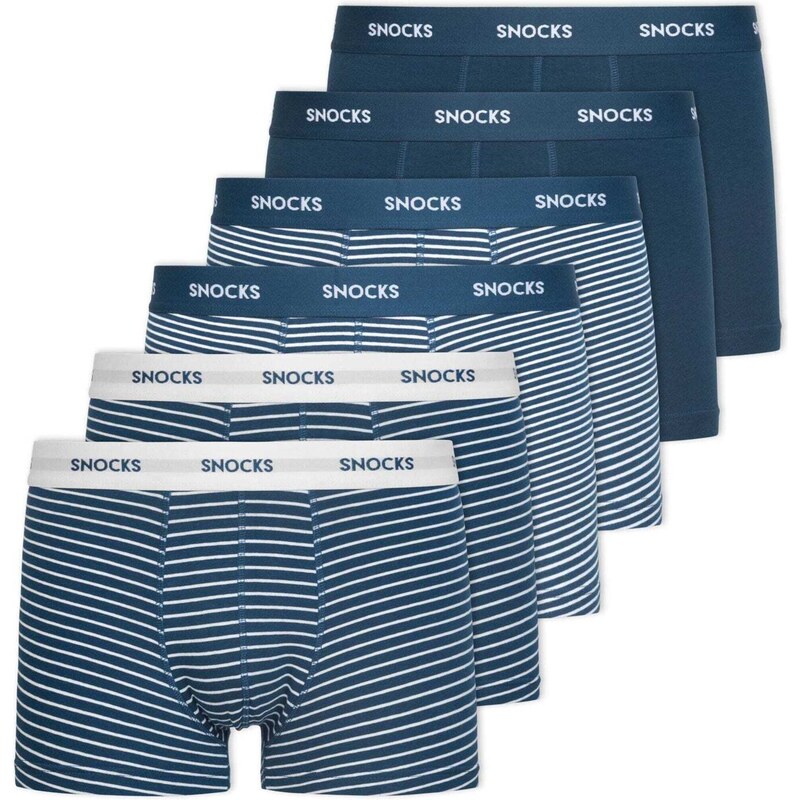 SNOCKS Boxerky námořnická modř / světle šedá / bílá