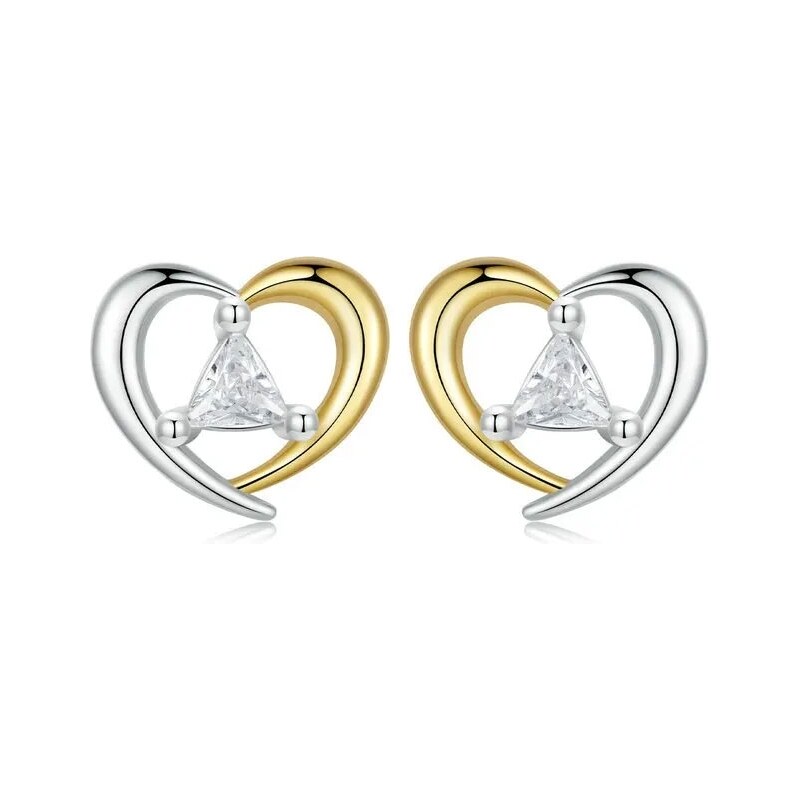 GRACE Silver Jewellery Stříbrné náušnice Dvoubarevná srdíčka se 93831244