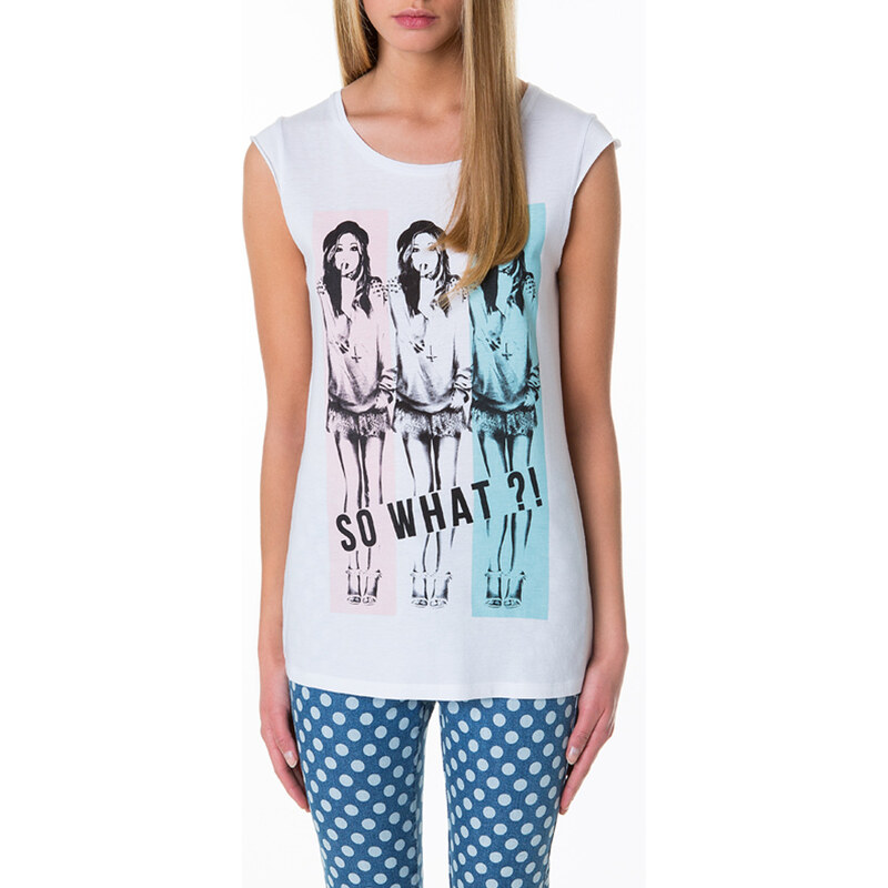 Tally Weijl White "So What" Print Top