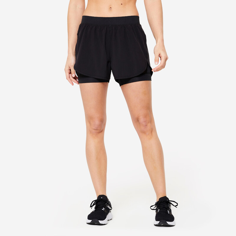 DOMYOS Dámské dvouvrstvé fitness kraťasy 54188680