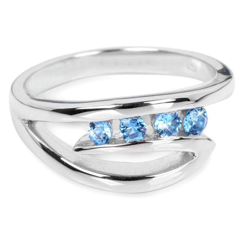 Silver Cat Stříbrný prsten s modrými krystaly SC136