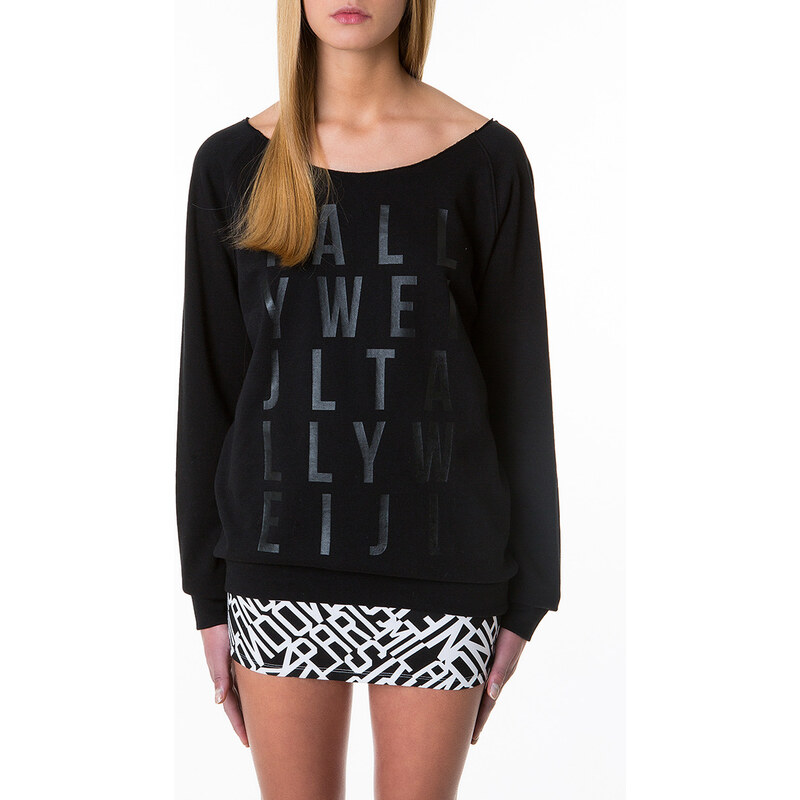 Tally Weijl Black Boxy Fit Printed Sweater