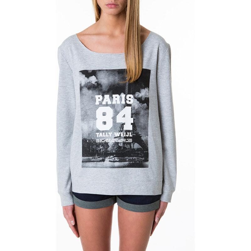 Tally Weijl Grey "Paris" Print Sweater