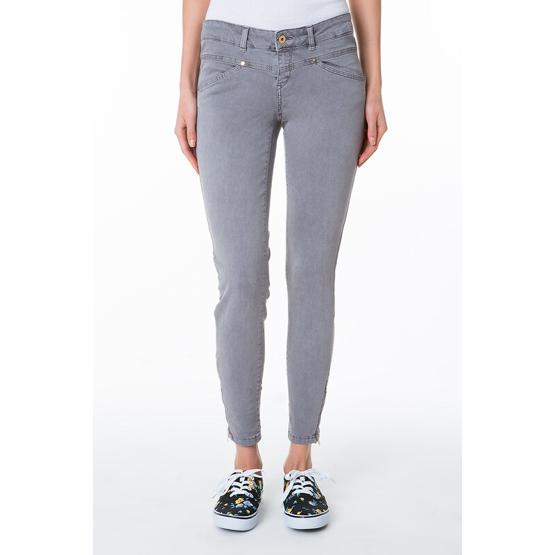 Tally Weijl Grey High Waist Ankle Pants with Zip