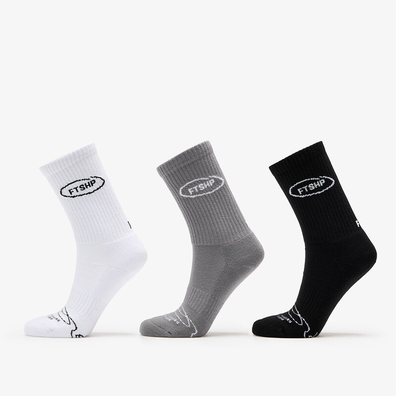 FTSHP Ponožky Footshop Basic Crew Socks 3-Pack Black/ White/