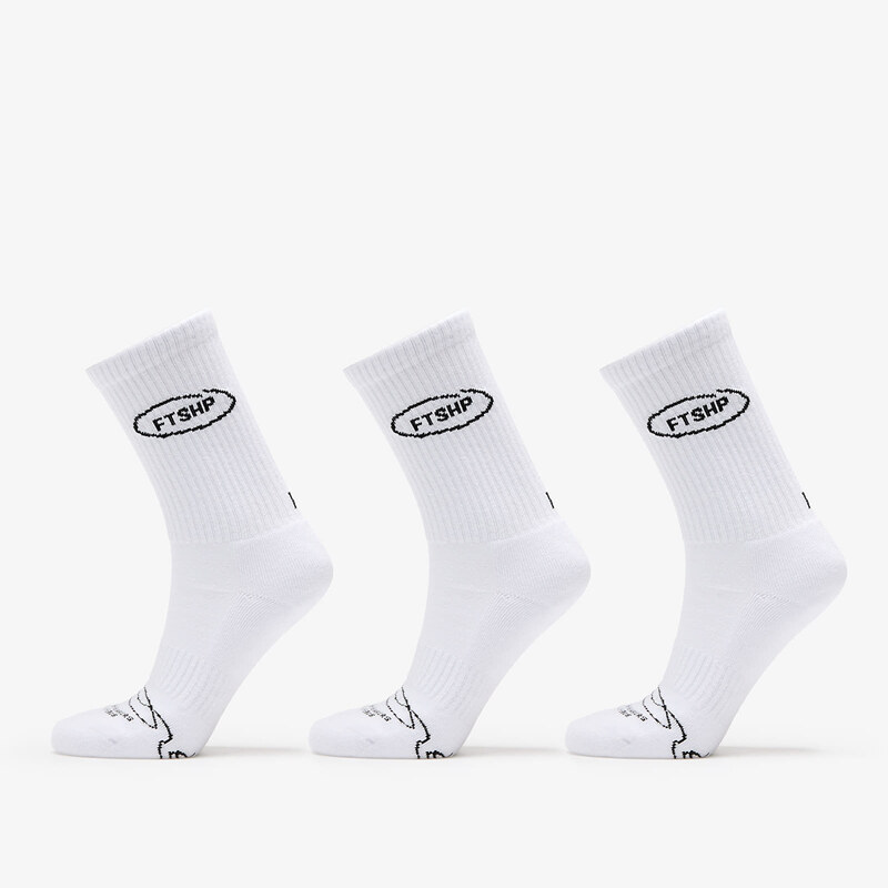 FTSHP Ponožky Footshop Basic Crew Socks 3-Pack White 43-46