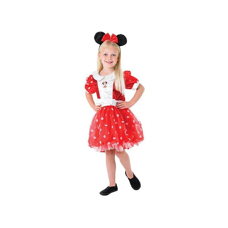 Rubies Kostým Minnie M Red Puff Ball - licenční kostým - LD 7 - 8 roků