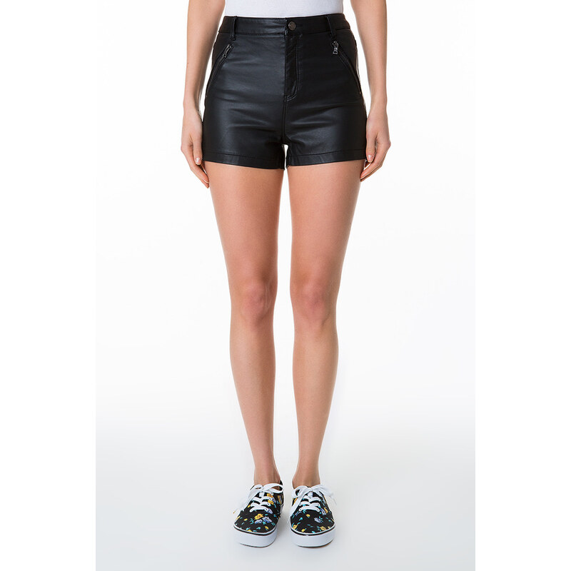 Tally Weijl Black Leather-Like High Waist Shorts