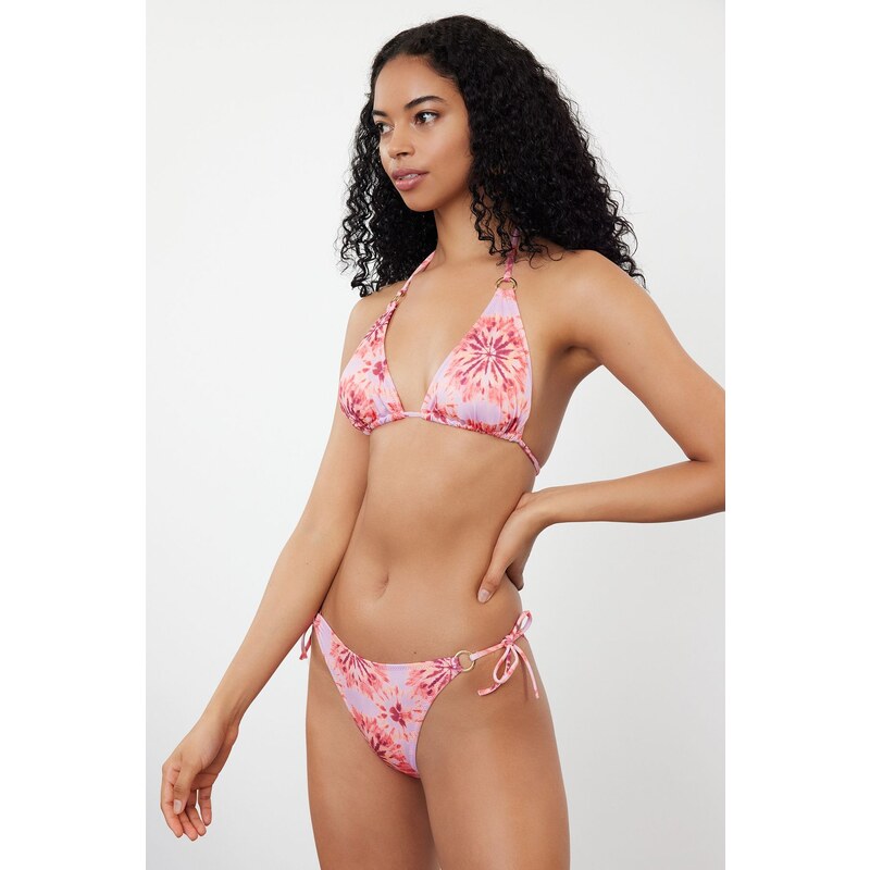 Trendyol Floral Patterned Tie-Up High Waist Hipster Bikini