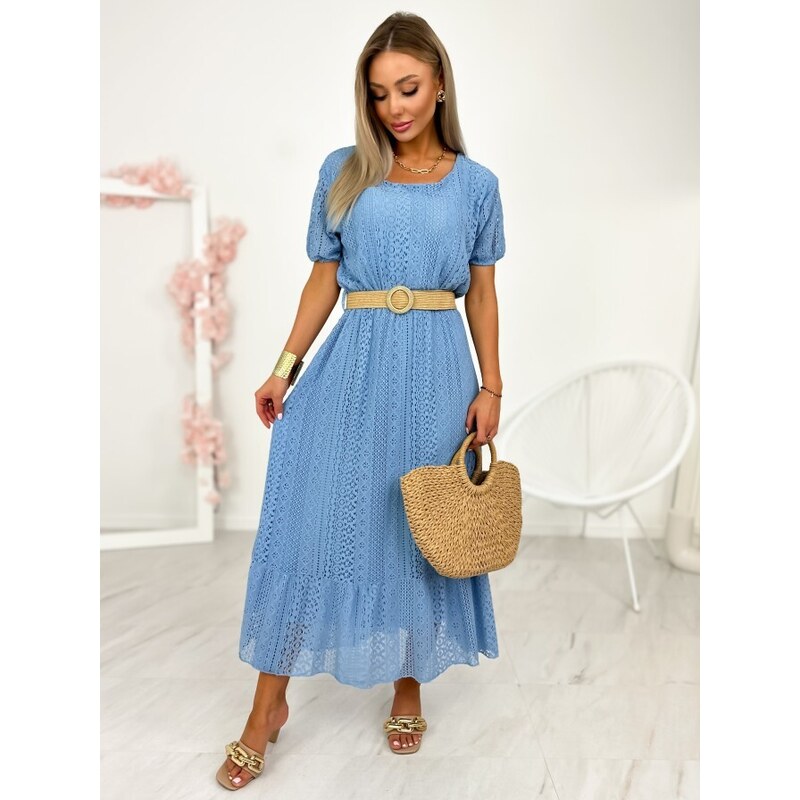 Fashionweek Krajkové Dlouhé šaty s páskem BOHO LACE IT-RAMINA