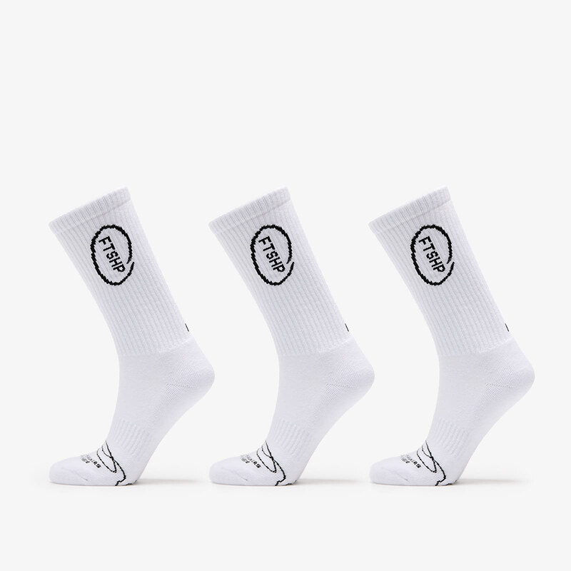 FTSHP Ponožky Footshop High Crew Socks 3-Pack White 36-38