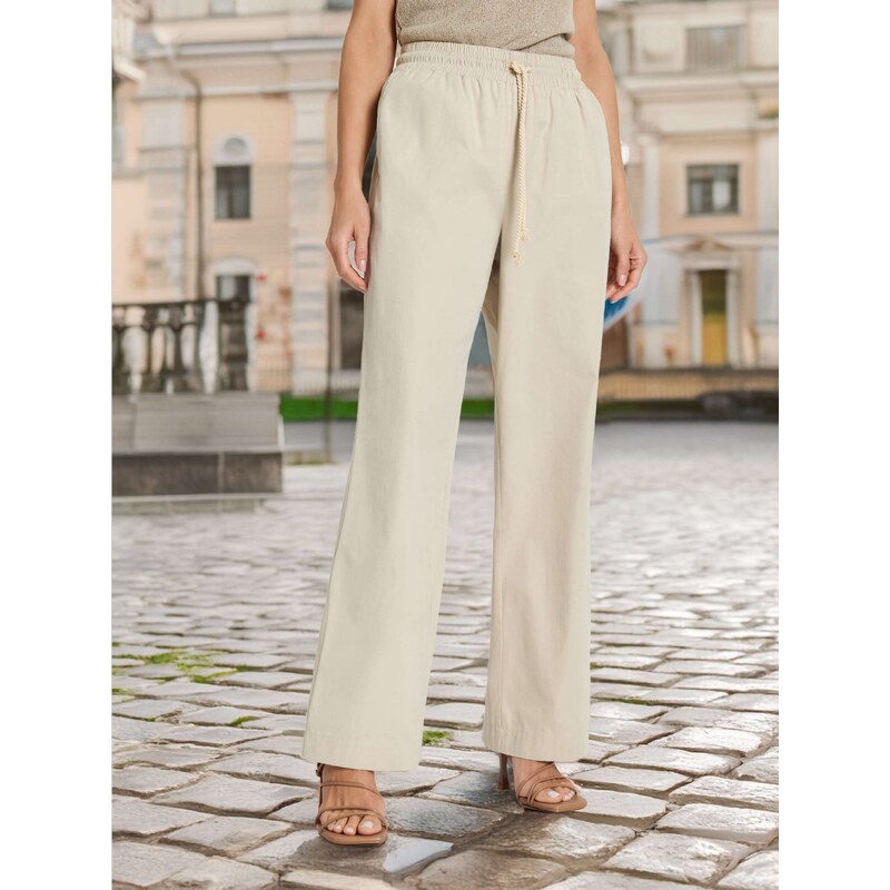 Sinsay - Kalhoty wide leg - béžová 90361605
