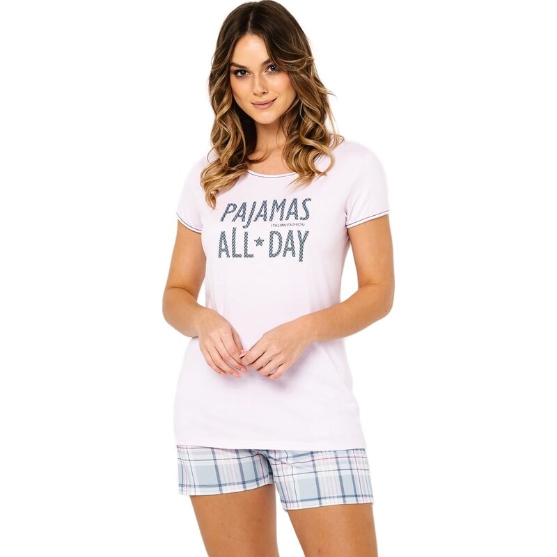 Dámské pyžamo ITALIAN FASHION GLAMOUR krátká růžová/print