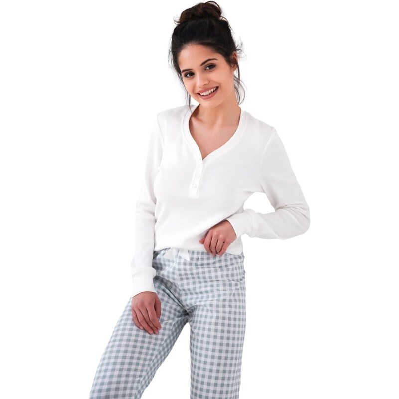 Dámské pyžamo SENSIS.1291 off-white/ grey 94014263