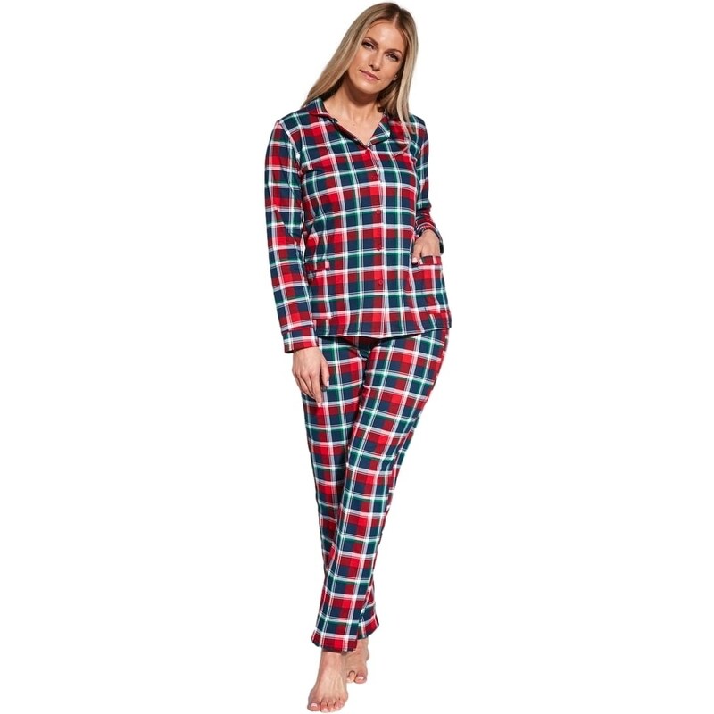 Dámské rozepínací pyžamo CORNETTE.1123 ROXY NAVY BLUE/RED