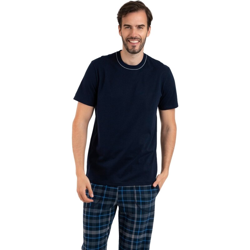 Pánské pyžamo ITALIAN FASHION RUBEN kr.dl tmavě modrá/print