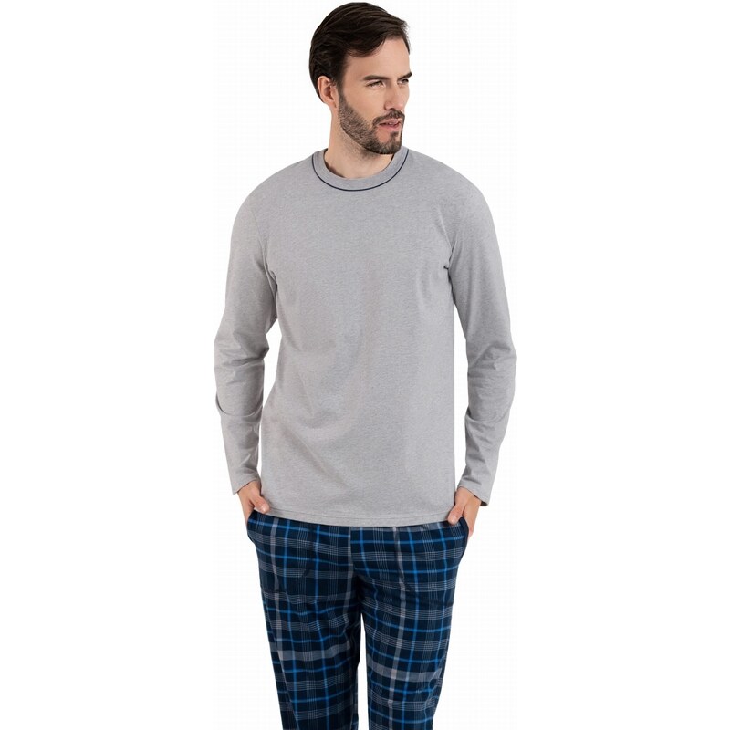Pánské pyžamo ITALIAN FASHION RUBEN dlouhé melanž/print