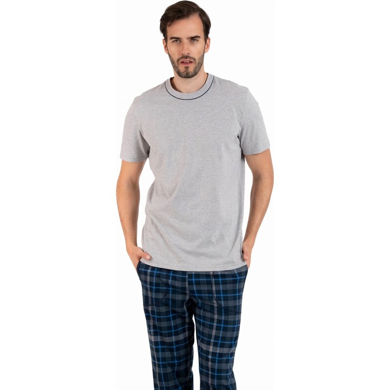 Pánské pyžamo ITALIAN FASHION RUBEN kr.dl. melanž/print