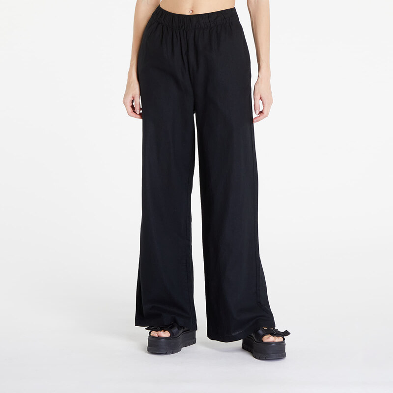Kalhoty Urban Classics Ladies Linen Mixed Wide Pants Black M 94251383
