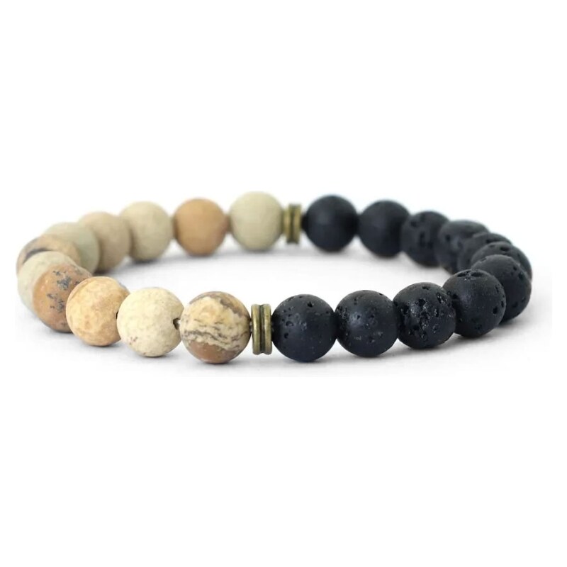 Daniel Dawson Korálkový náramek Ruben 8 mm Fossil Stone, lávový kámen 94313743