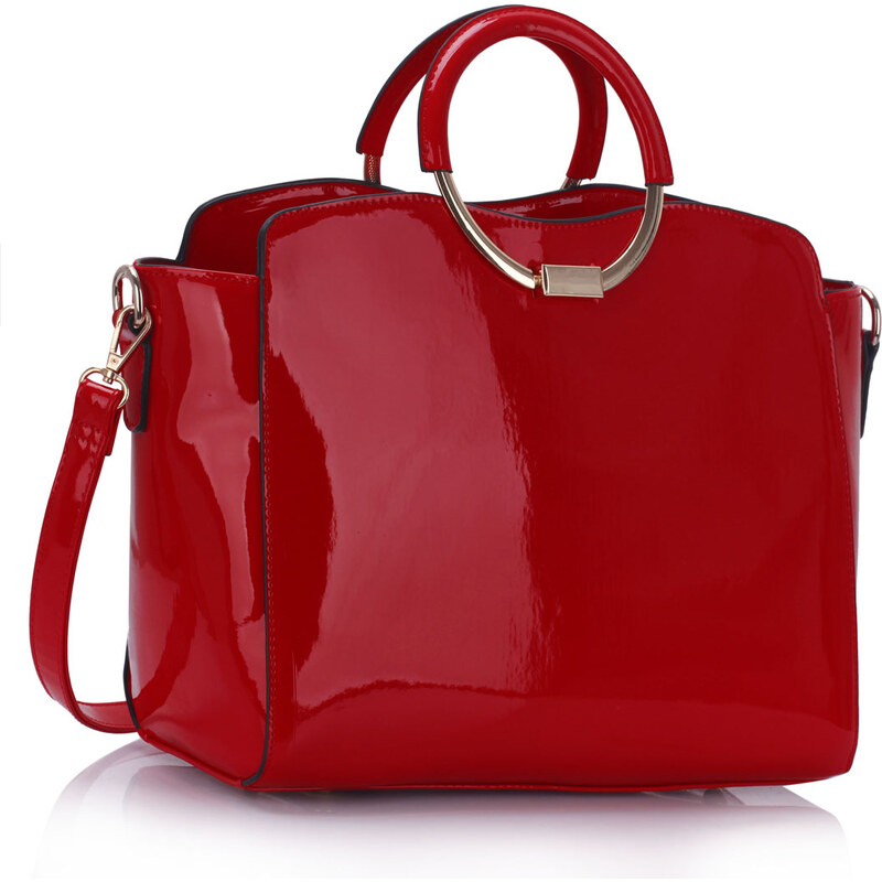 LS fashion LS dámská lakovaná kabelka se zlatým kováním LS00387 červená
