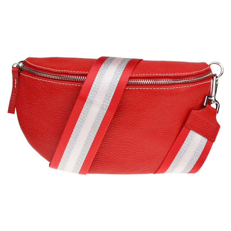 Červená kožená italská crossbody kabelka Reni Grande Rossa s