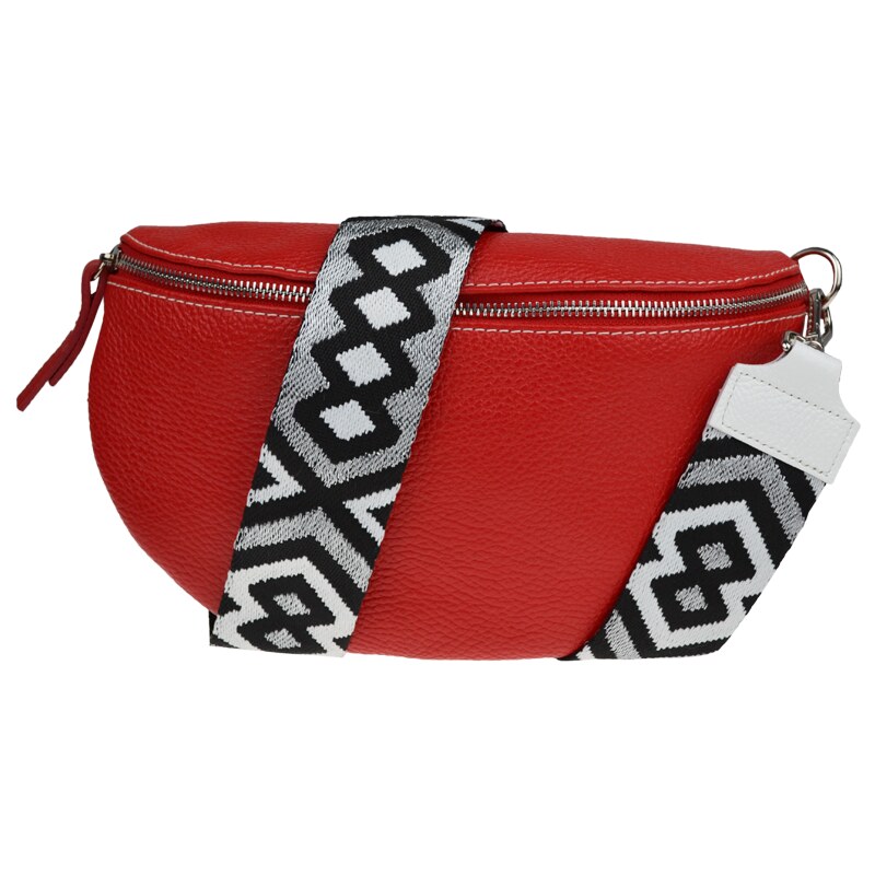 Červená kožená italská crossbody kabelka Reni Grande Rossa s