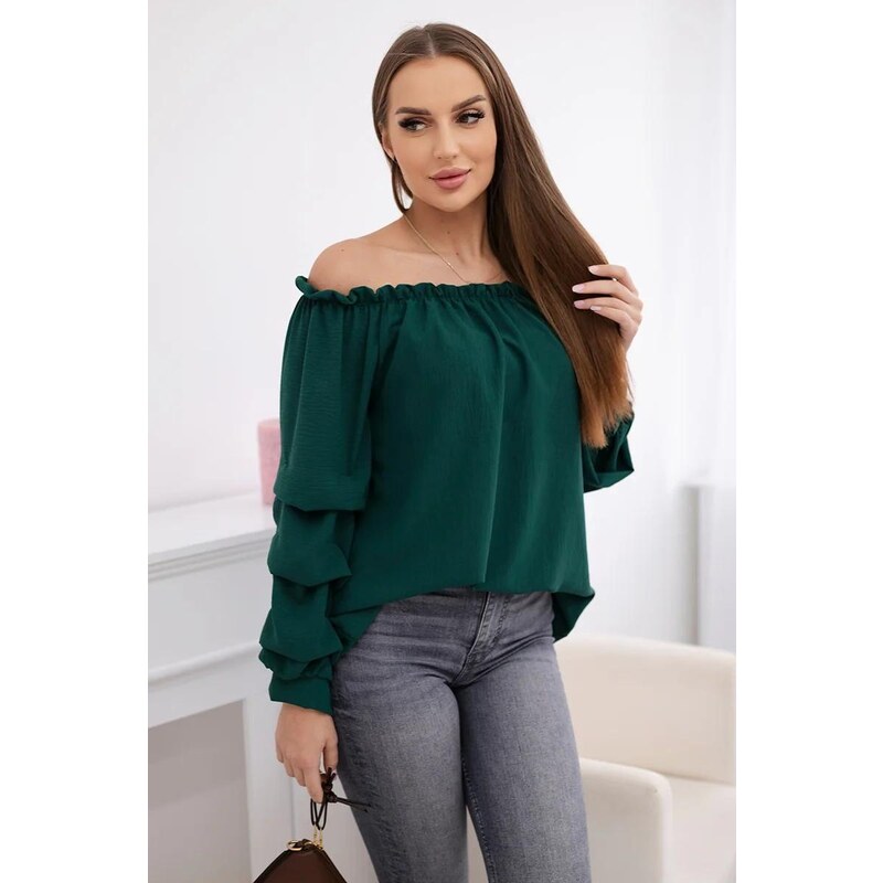 MladaModa Halenka Hispánka s ozdobnými rukávy model IT-15 tmavě