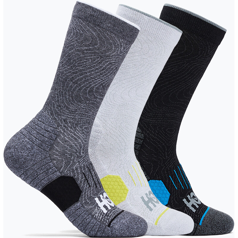 Ponožky HOKA Crew Run Sock 3 pary white/black/grey
