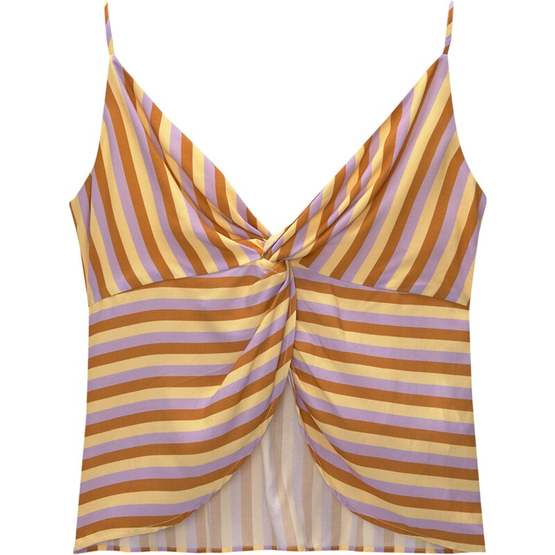 Pull&Bear Top koňaková / cappuccino / bledě fialová 109578125