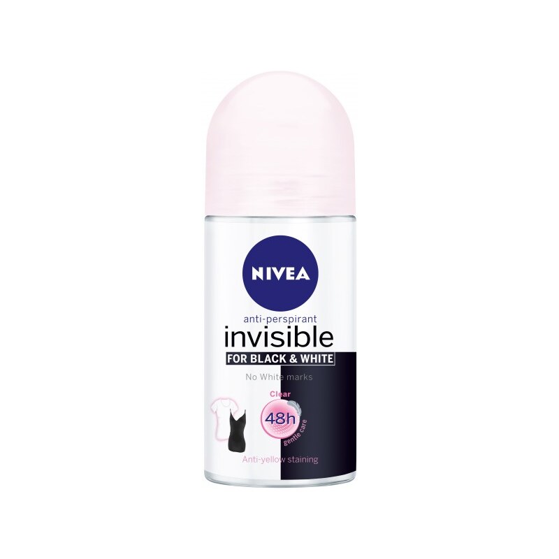 Nivea Kuličkový antiperspirant Invisible For Black & White Clear 50 ml