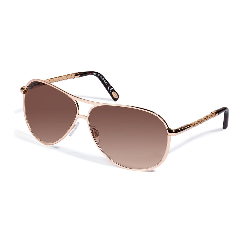 Tods Metal Aviator Sunglasses with Leather Handles