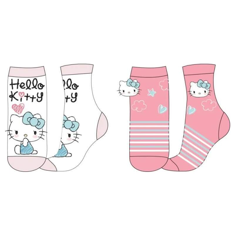 E plus M Dívčí ponožky Hello Kitty 52342326 2 páry, bílá /