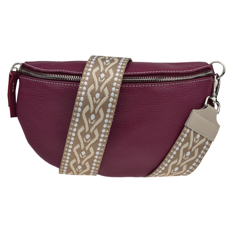 Bordo kožená italská crossbody kabelka Reni Grande Bordo s