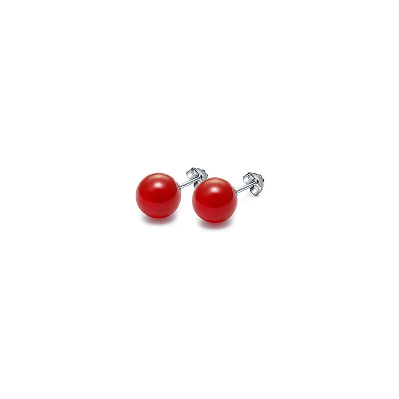 LightInTheBox Chaoyinshangpin Silver Red Agate Earrings Cute Little Ball Earrings Hypoallergenic
