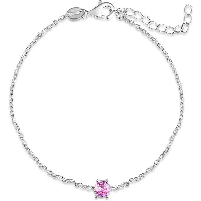 Stříbrný náramek s růžovým zirkonem - Meucci SB221/04 94510674