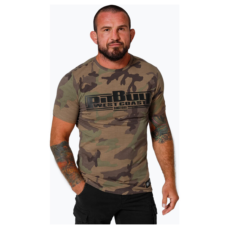 Pánské tričko Pitbull West Coast Classic Boxing woodland camo