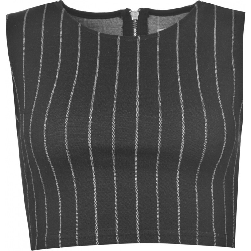 Glamorous Pinstripe Crop Top, black