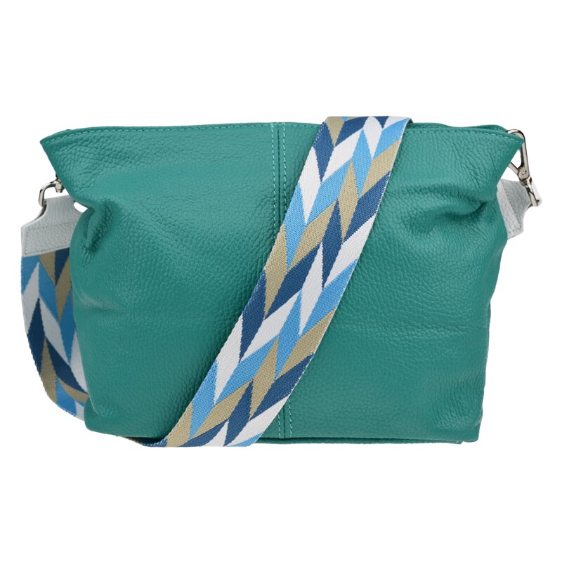 Tyrkysová kožená italská crossbody kabelka Batilda Smeraldo s